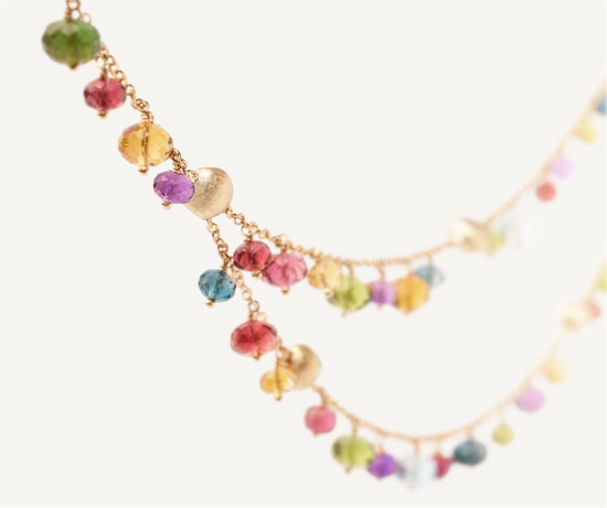 Marco Bicego Africa Multicolored Gemstone Charm Double Necklace