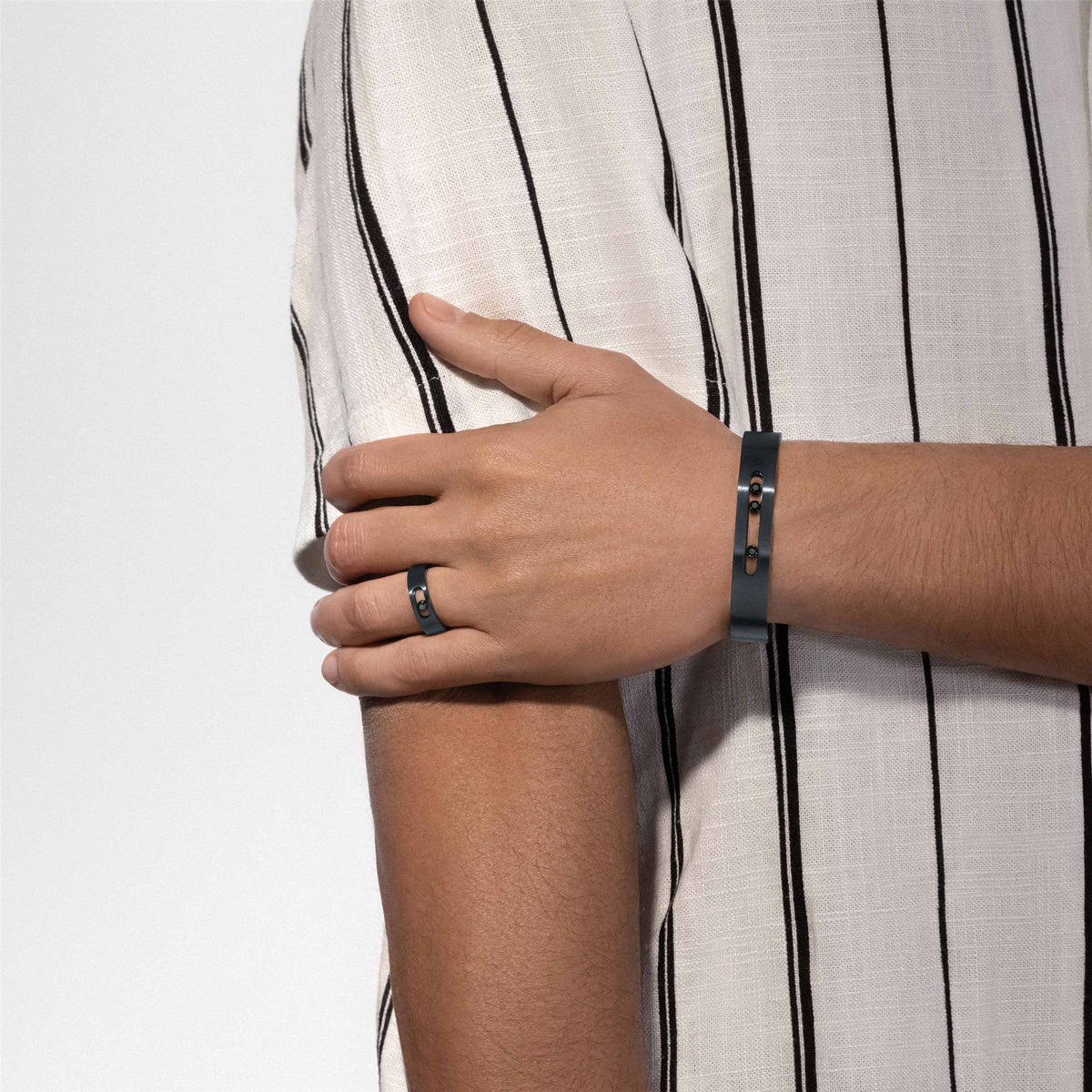 Messika Men's Black Titanium Bracelet with 1/4ct Black