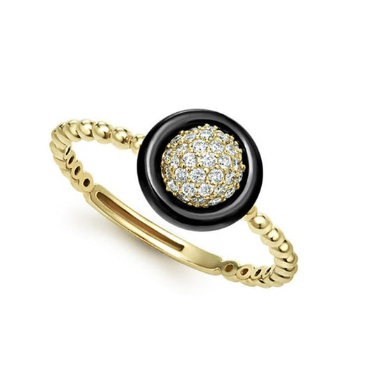 18k Gold and Black Ceramic Diamond Ring
