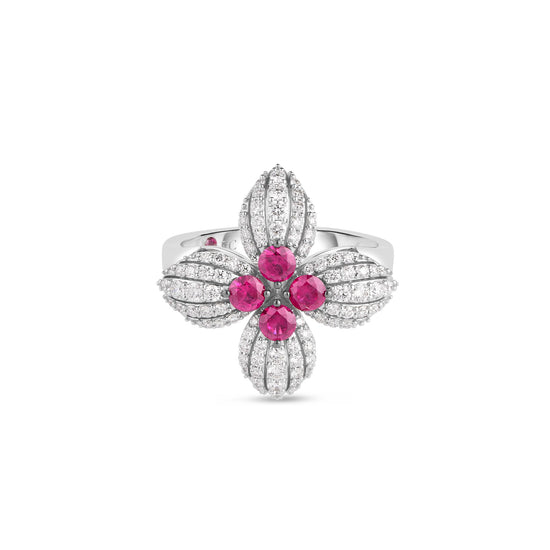 Roberto Coin Love in Verona Diamond & Ruby Flower Ring