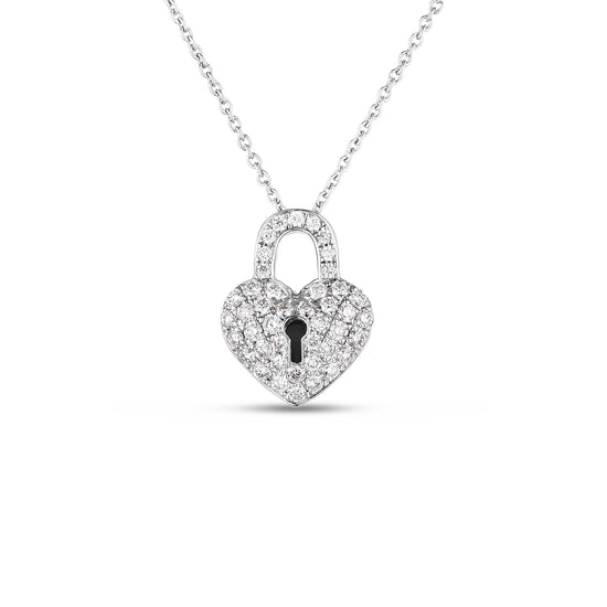 Roberto Coin Diamond Heart Lock Necklace