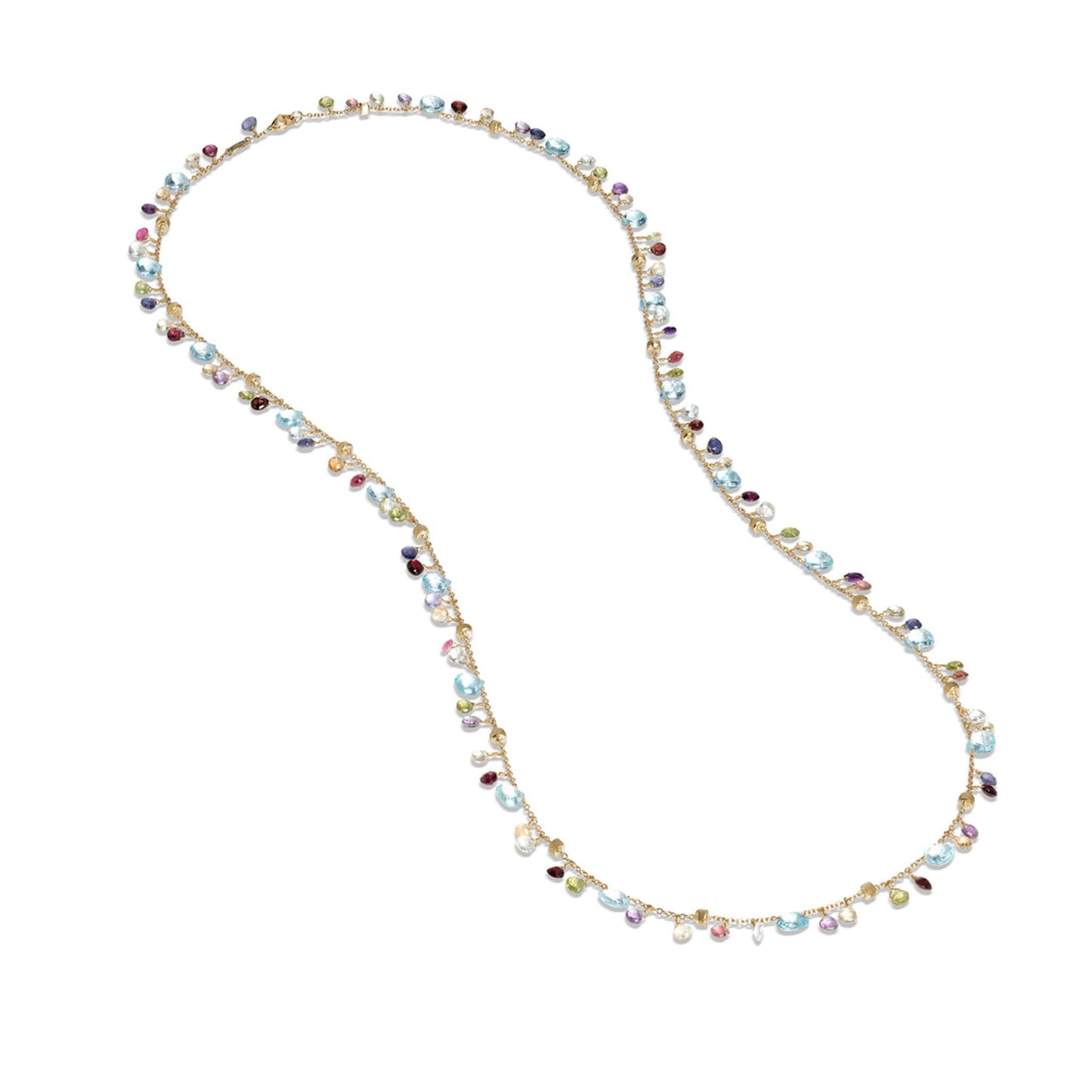 Paradise Collection Yellow Gold Blue Topaz and Mixed Gemstone Long Necklace