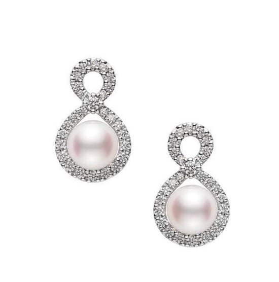 Mikimoto Ruyi Collection Akoya Cultured Pearl & Diamond Earrings