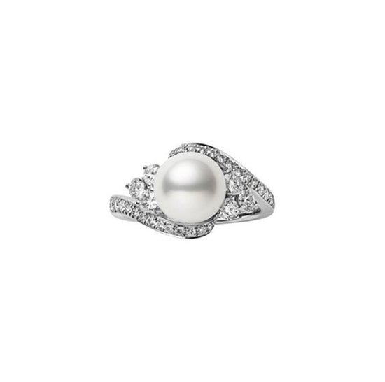 Mikimoto Akoya Cultured Pearl & Diamond Ring