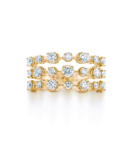 Kwiat Three-Row Ring with Diamonds