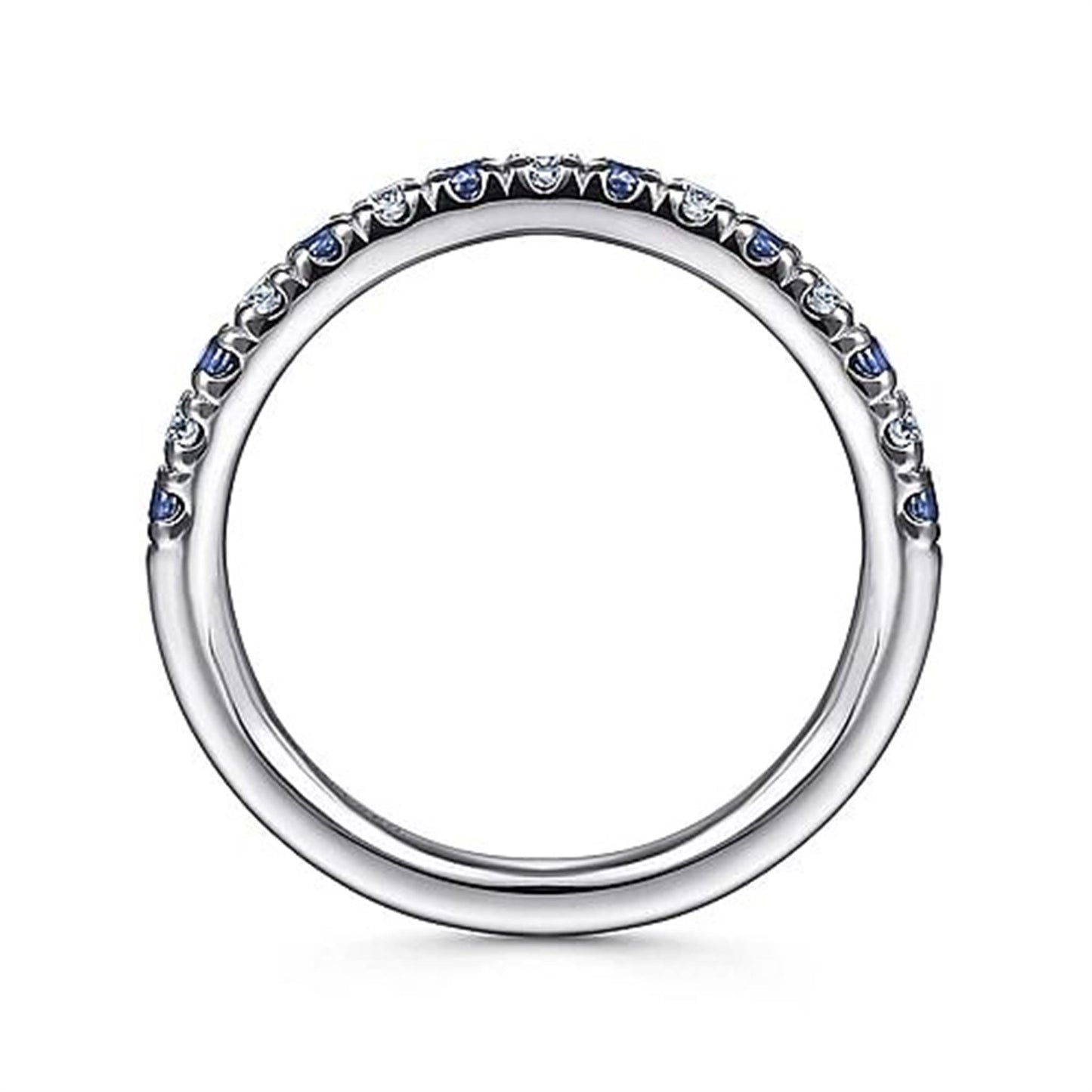 Gabriel & Co. White Gold 15 Stone Diamond & Sapphire Ring