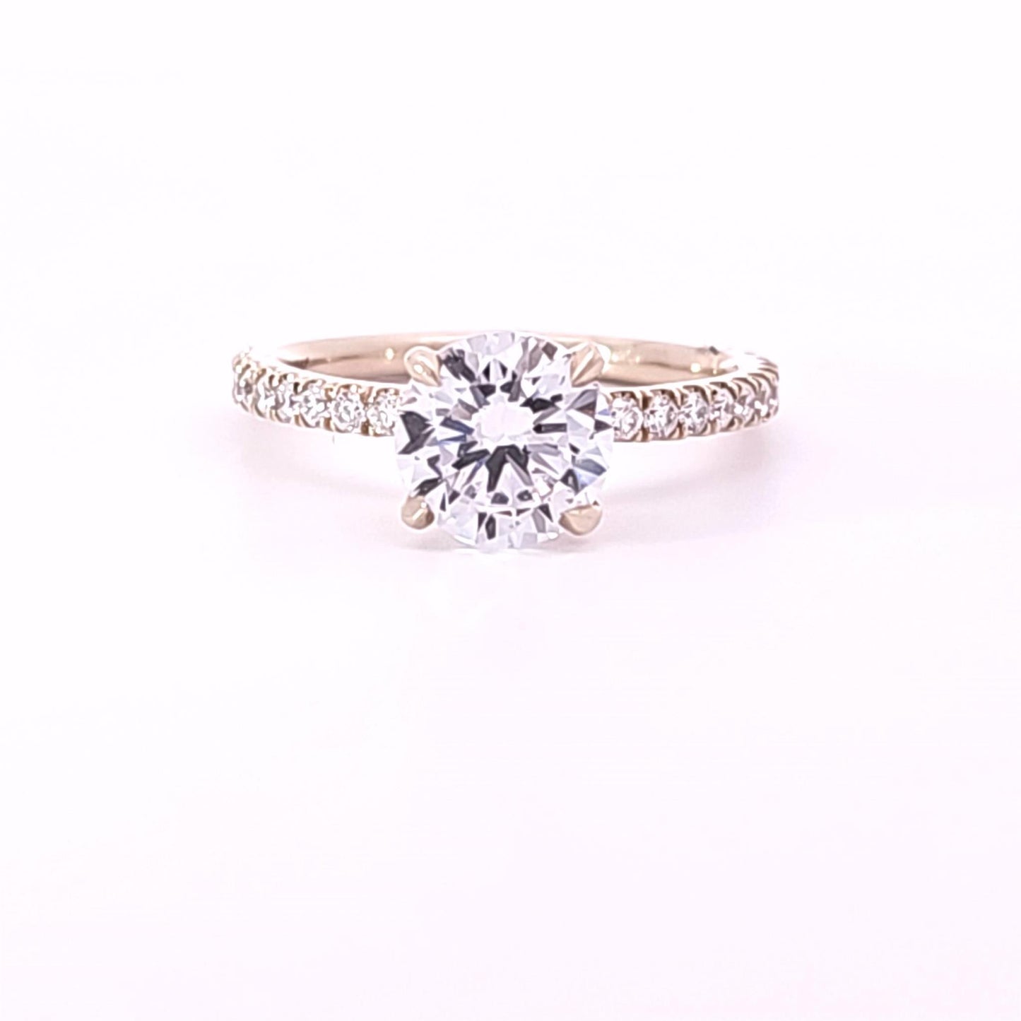 Gold Semi-Mount Engagement Ring with Diamond Sides