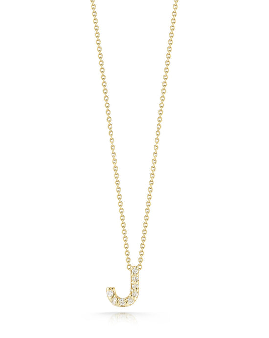 Roberto Coin Diamond Love Letter J Necklace - Yellow Gold