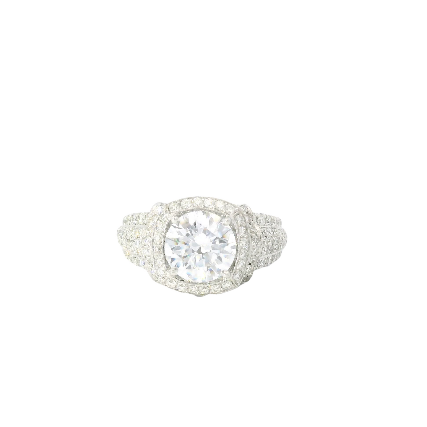 Couture Round Center 3 Row Diamond Sides w/ Raised Center Engagement Ring Setting