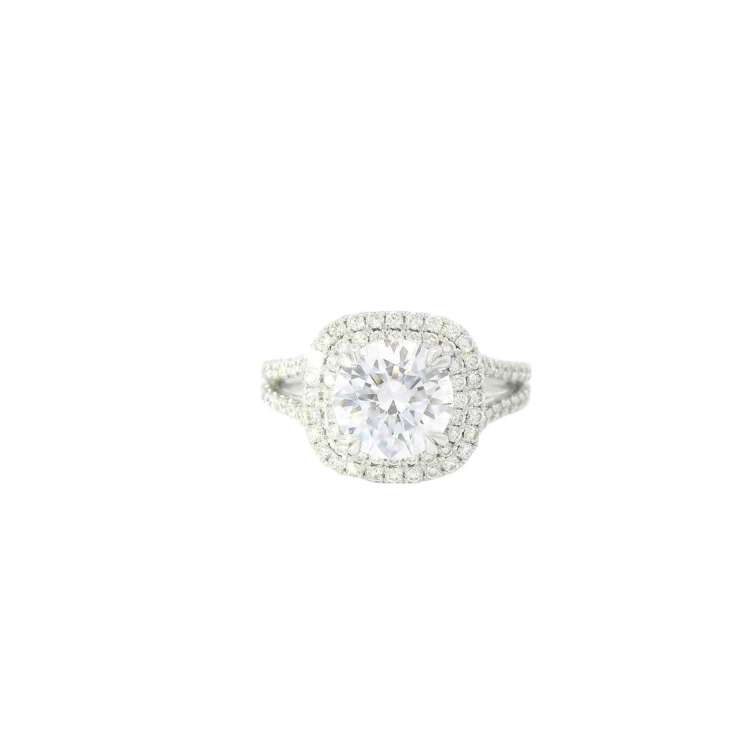 Couture Double Diamond Halo & Split Diamond Sides Engagement Ring Setting
