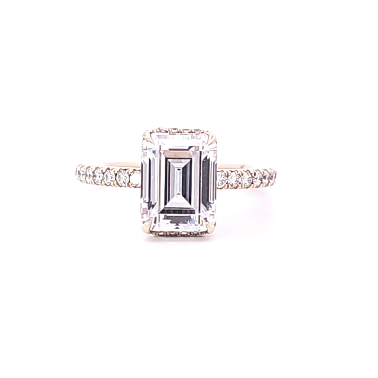Couture Gold Semi-Mount Engagement Ring w/ Hidden Diamond Halo & Sides