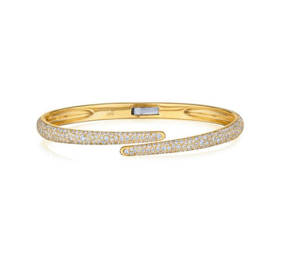 Kwiat Gold Bypass Bangle with Pavé Diamonds