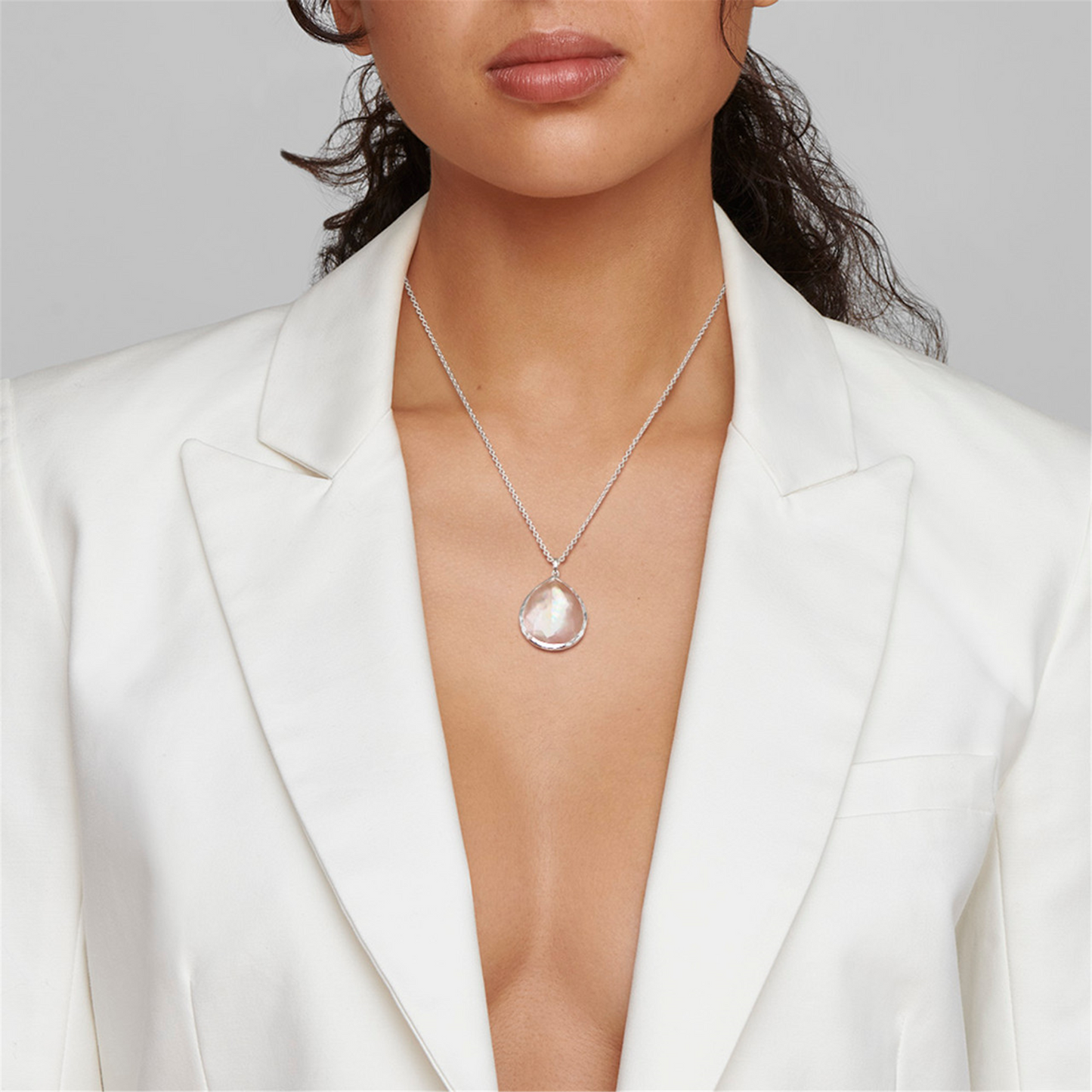 Ippolita Large Silver Teardrop Mother of Pearl Doublet Necklace