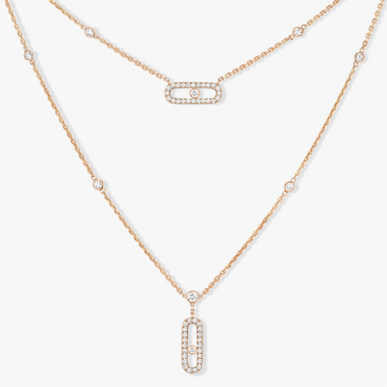 Messika Move Uno Rose Gold 2 Rows Pavé Necklace