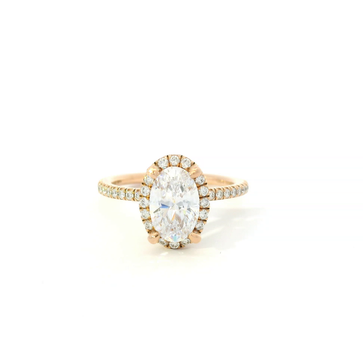 Gabriel & Co. 18k Rose Gold Oval Center w/ Diamond Halo Engagement Ring Setting