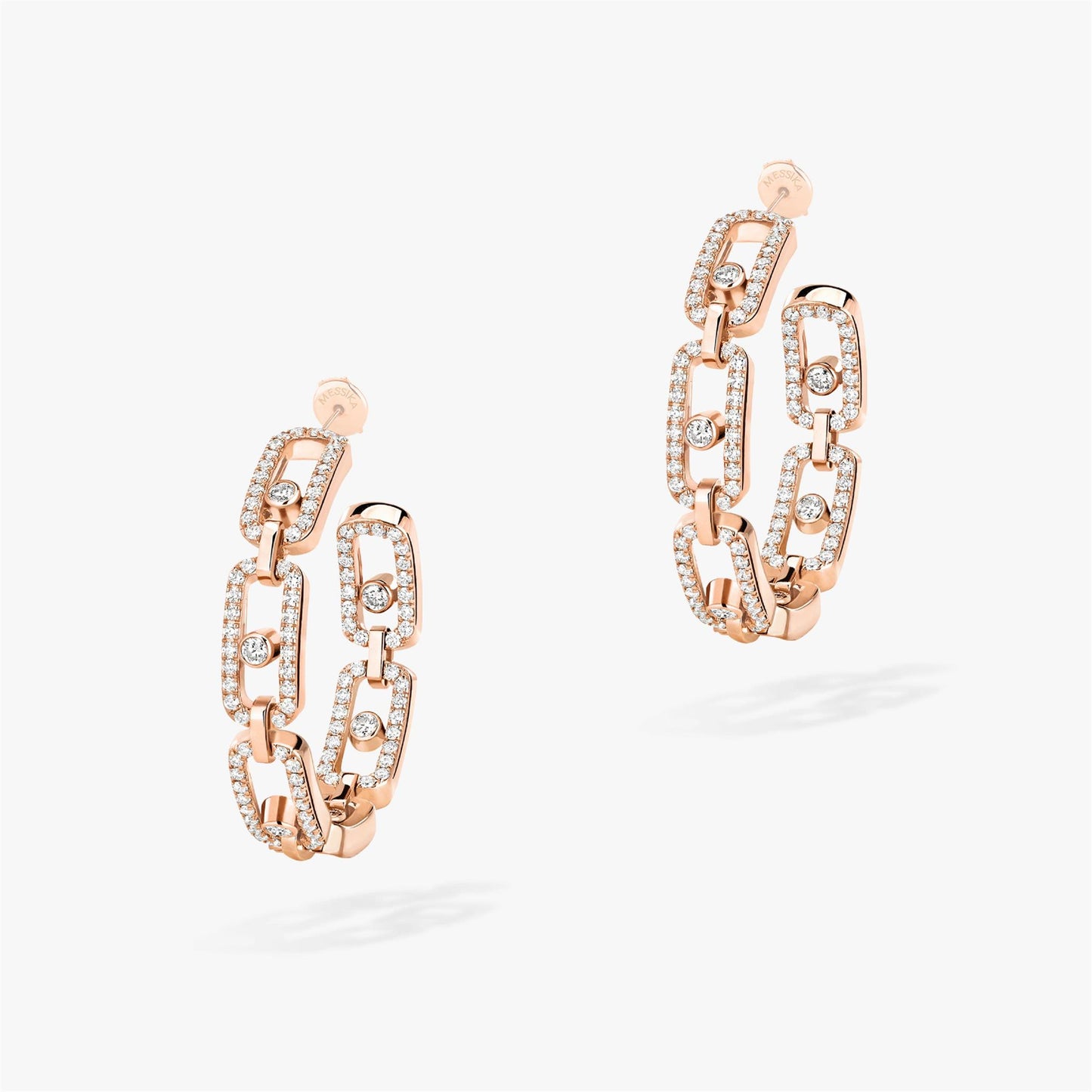 Messika Move Link Rose Gold Diamond Hoops - Small