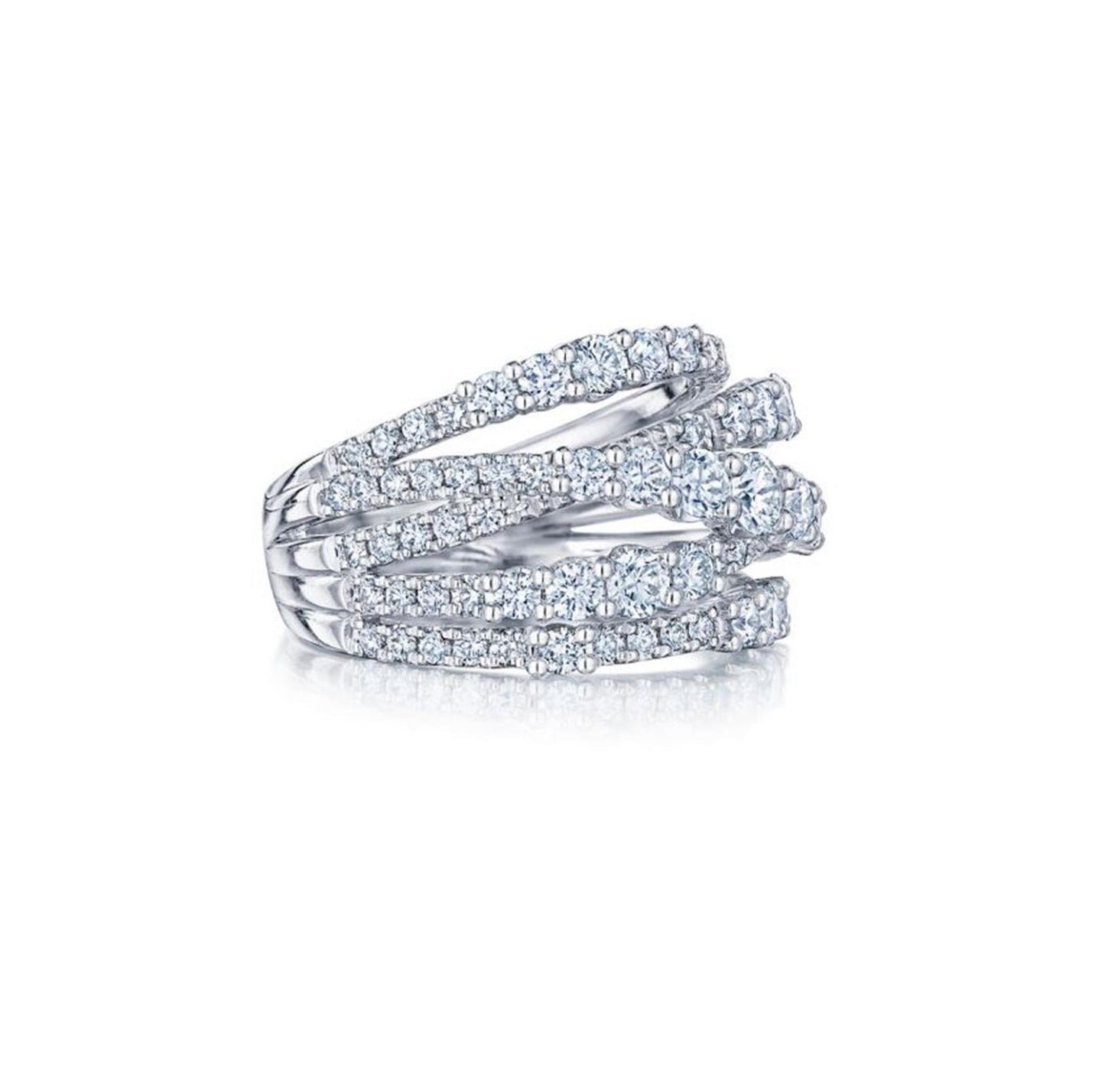 Kwiat Five-Row Crossover Ring with Diamonds