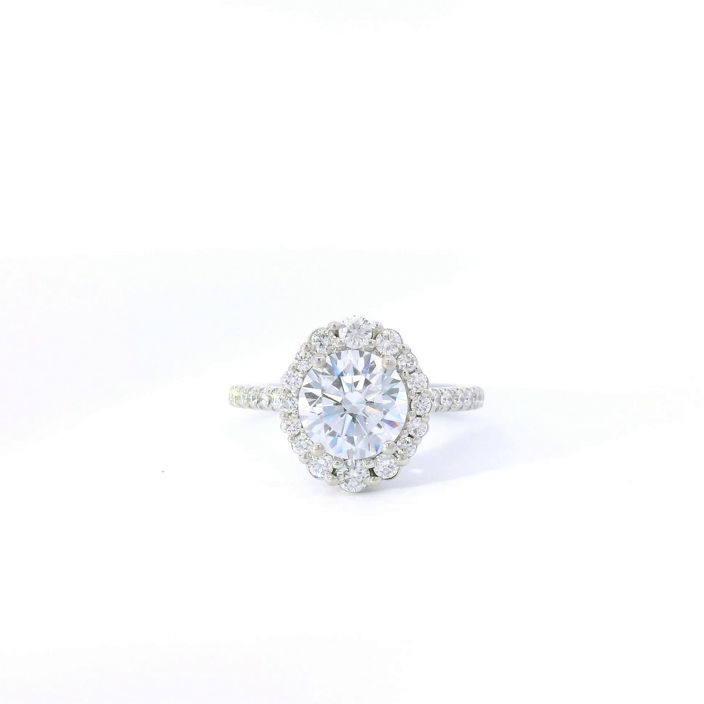 Michael M. Round Center w/ Graduated Diamond Halo & Sides Engagement Ring Setting