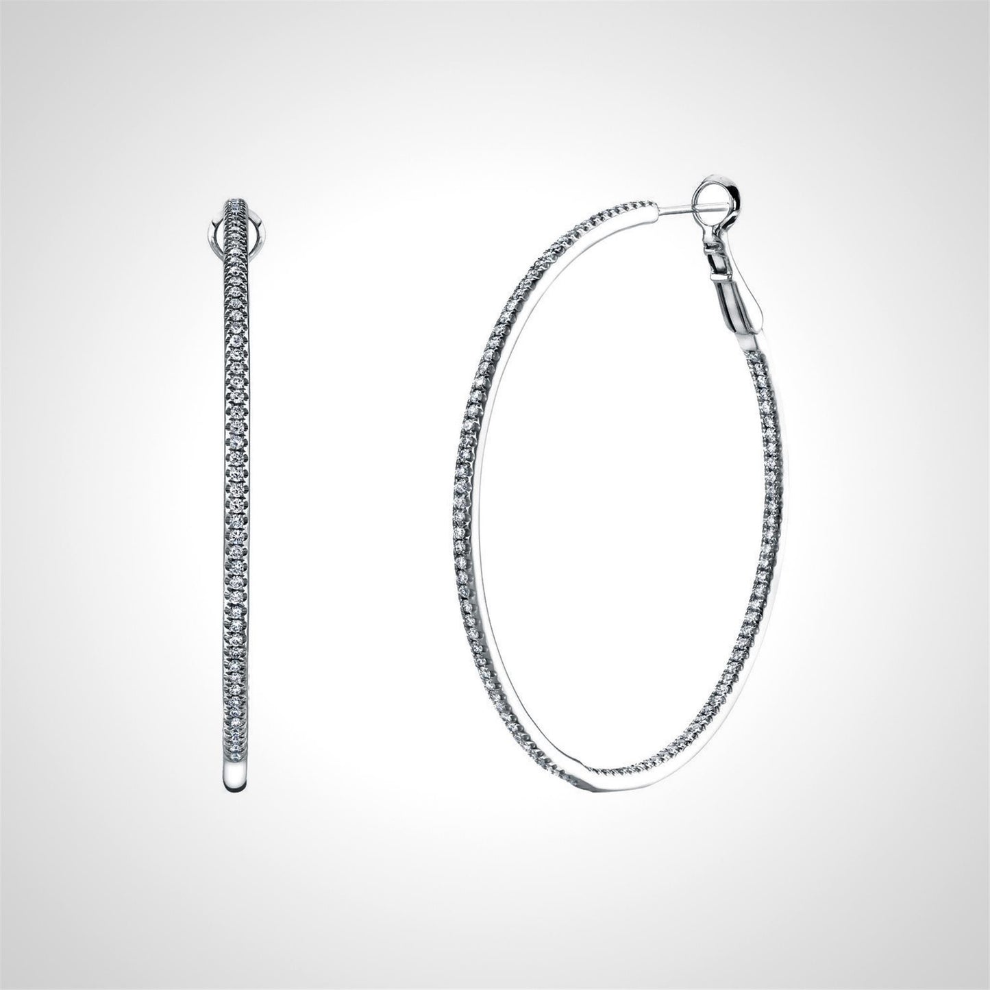 Couture Classic Round Hoop Earrings in 18k White & 2ct Diamonds
