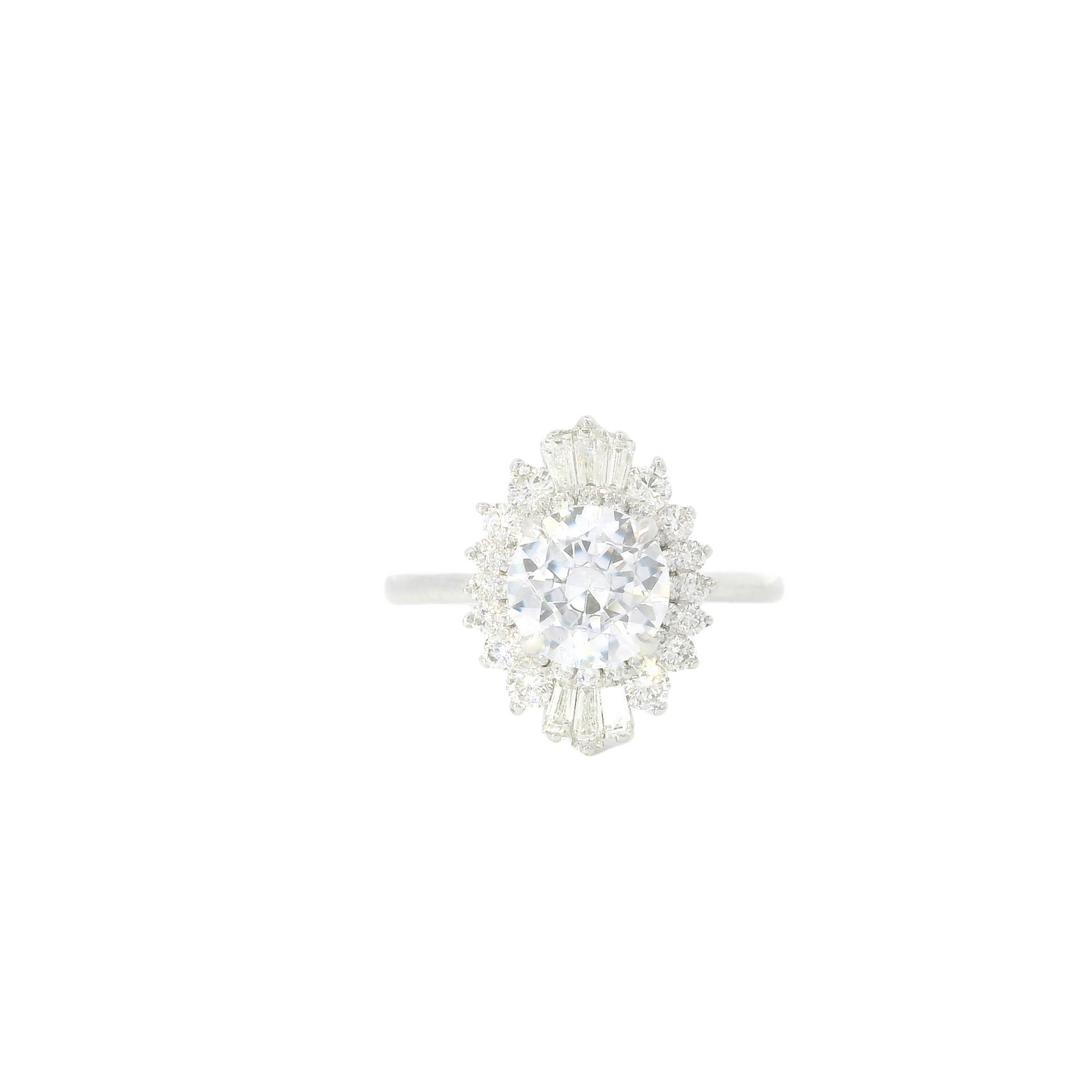 Couture Round Center w/ Baguette Halo Engagement Ring Setting