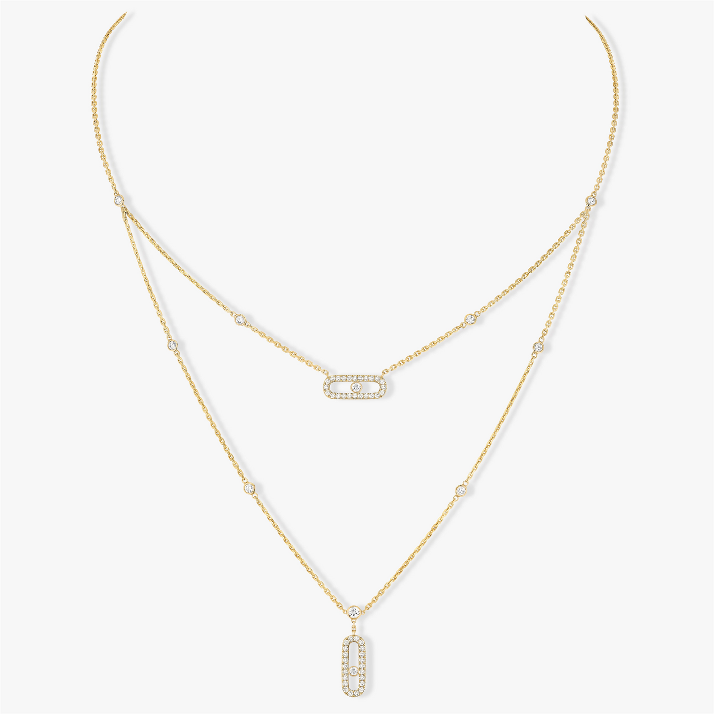 Messika Move Uno Gold 2 Rows Pavé Necklace