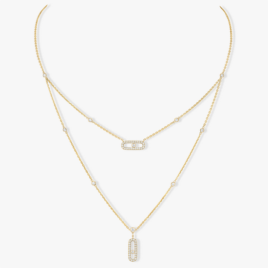Messika Move Uno Gold 2 Rows Pavé Necklace