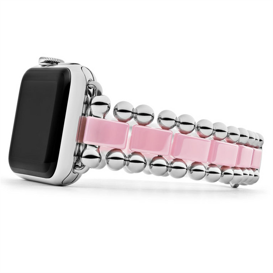 Lagos Pink Ceramic & Stainless Steel Watch Bracelet - 38-45mm