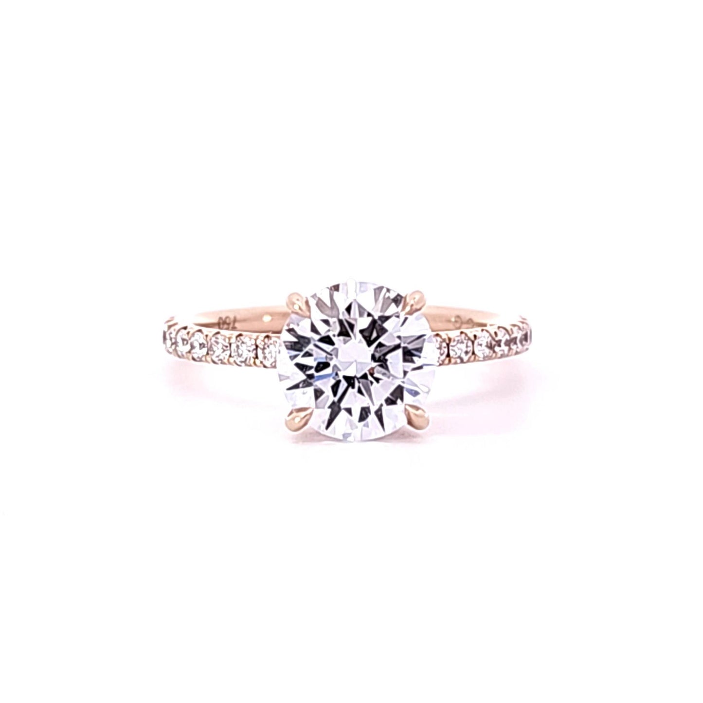 Couture Rose Gold Round Brilliant Center w/ Diamond Sides Semi-Mount