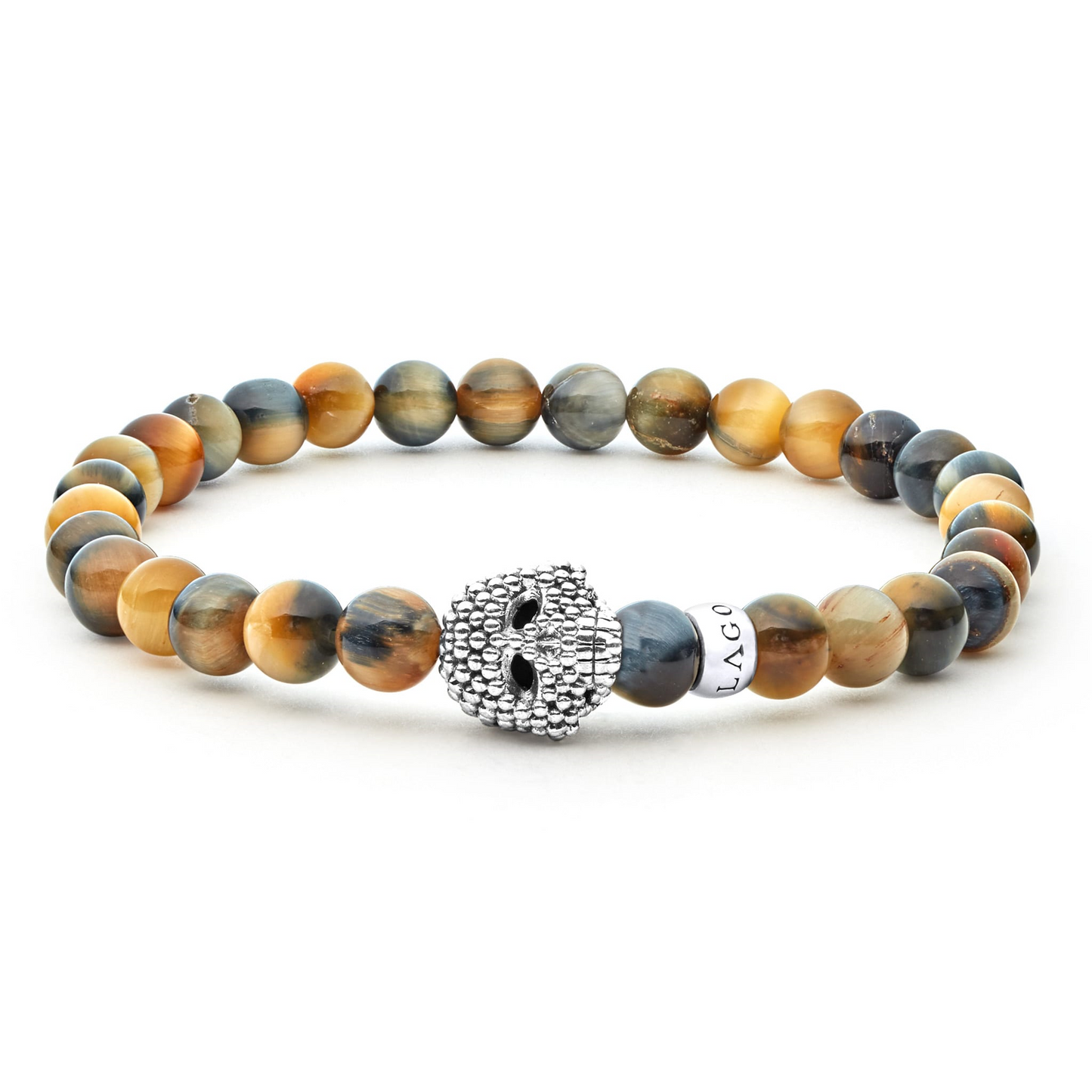 Lagos Tiger Eye Skull Bracelet