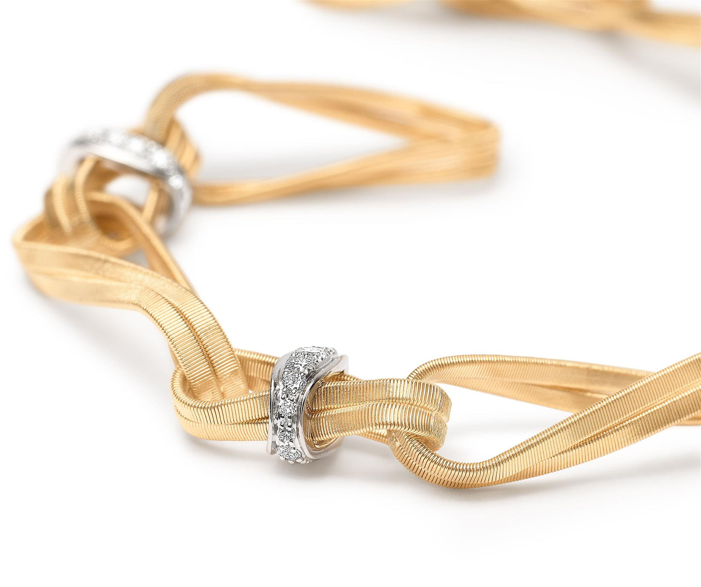 Marrakech Onde Twisted Double Link Bracelet w/ Diamond Roundels