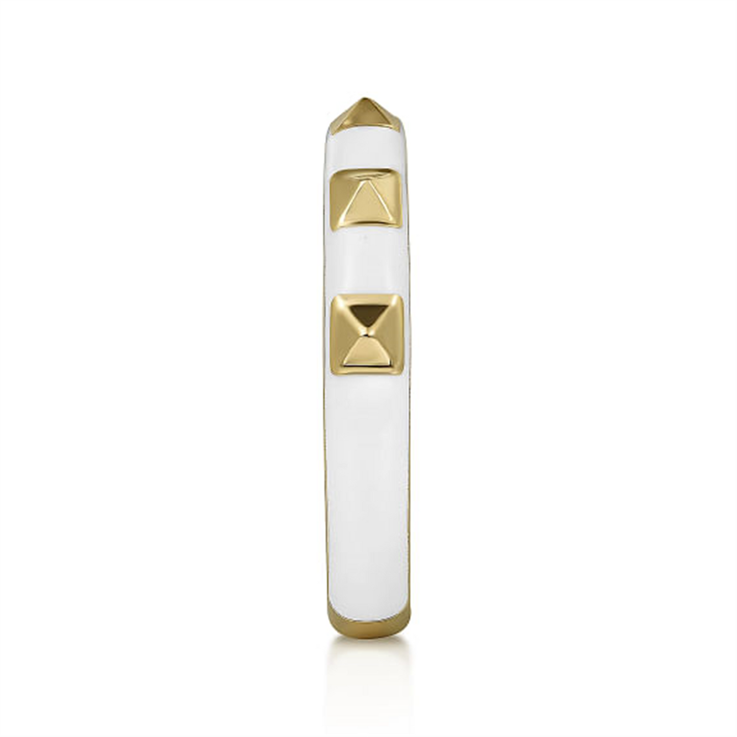 Gabriel & Co. Gold Pyramid Stackable Ring with White Enamel