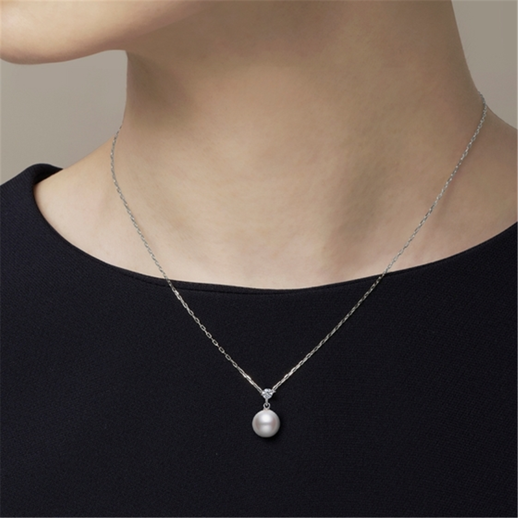Mikimoto Akoya Cultured Single Pearl & Diamond Pendant