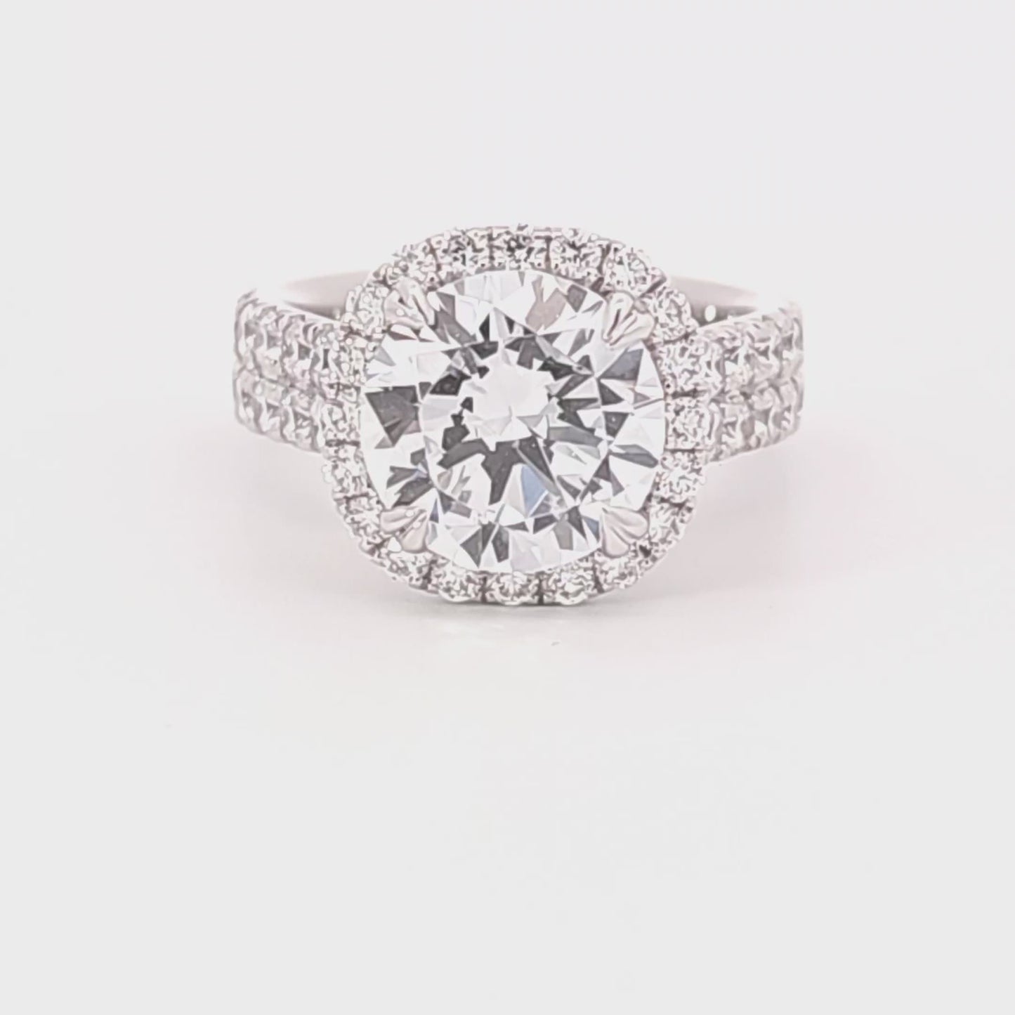 CoutureDiamond Halo & Double Row Cathedral Diamond Sides Engagement Ring Setting