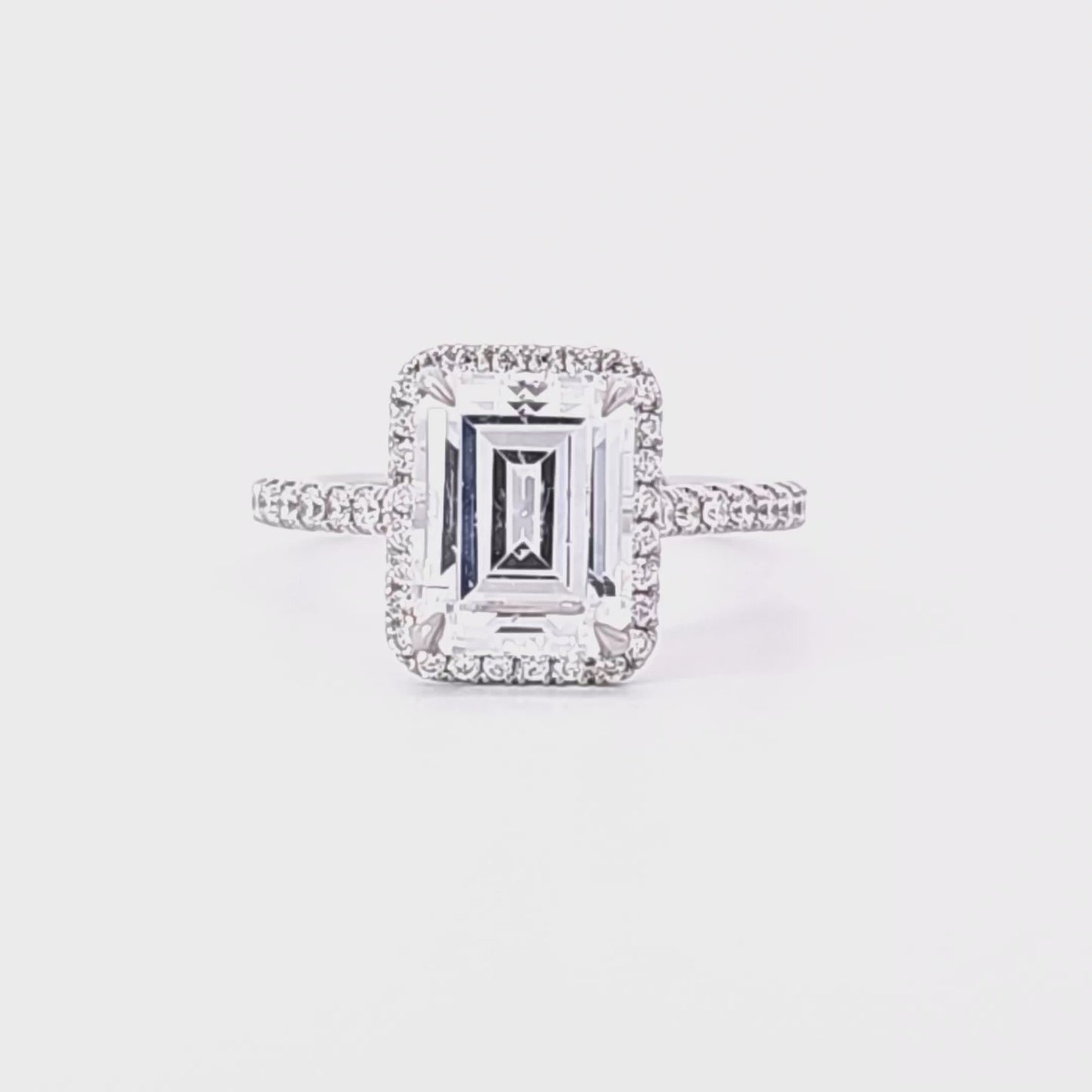 Couture Emerald Center w/ Diamond Halo & Cathedral Sides Engagement Ring Setting