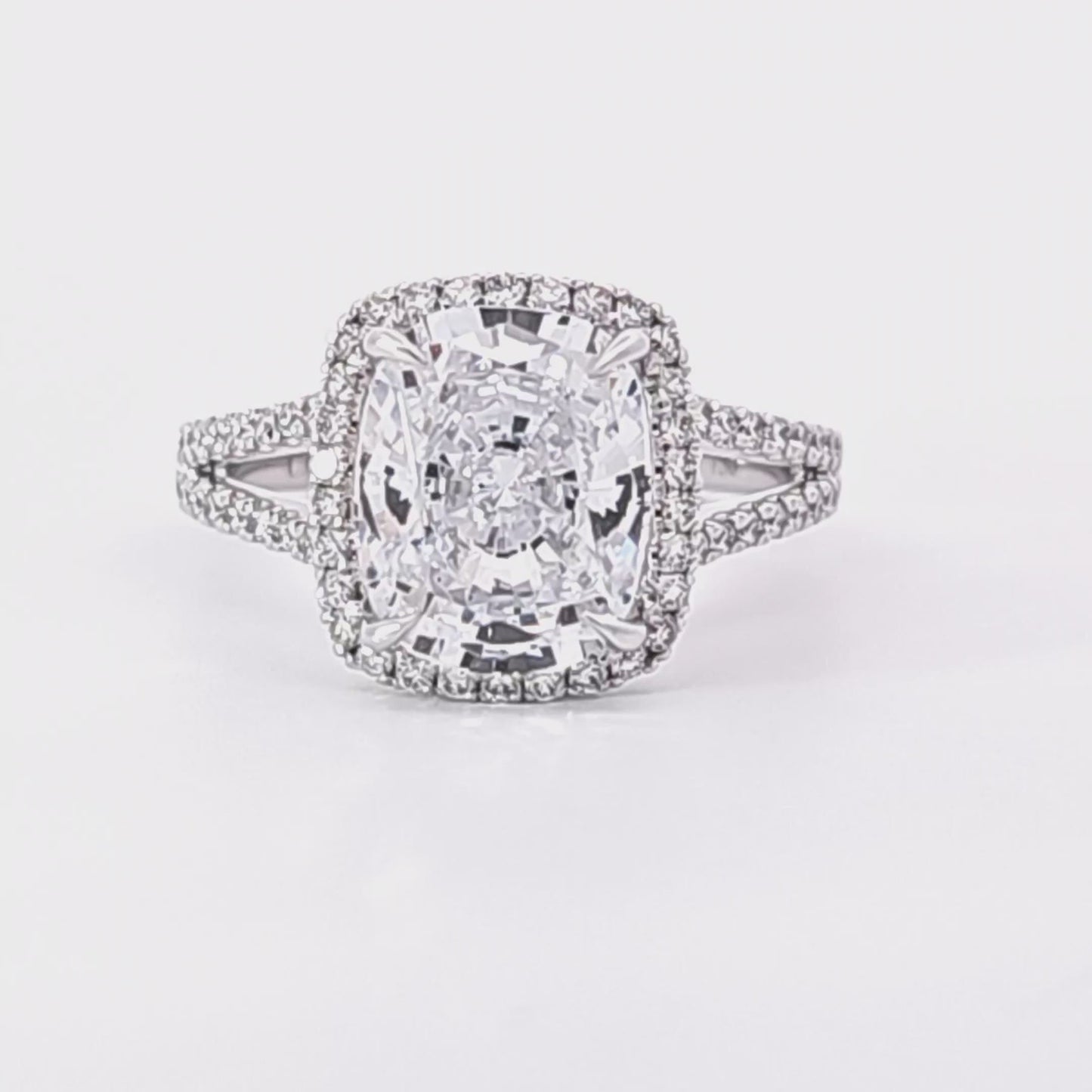 CoutureDiamond Halo & Under Galley w/ Split Diamond Sides Engagement Ring Setting