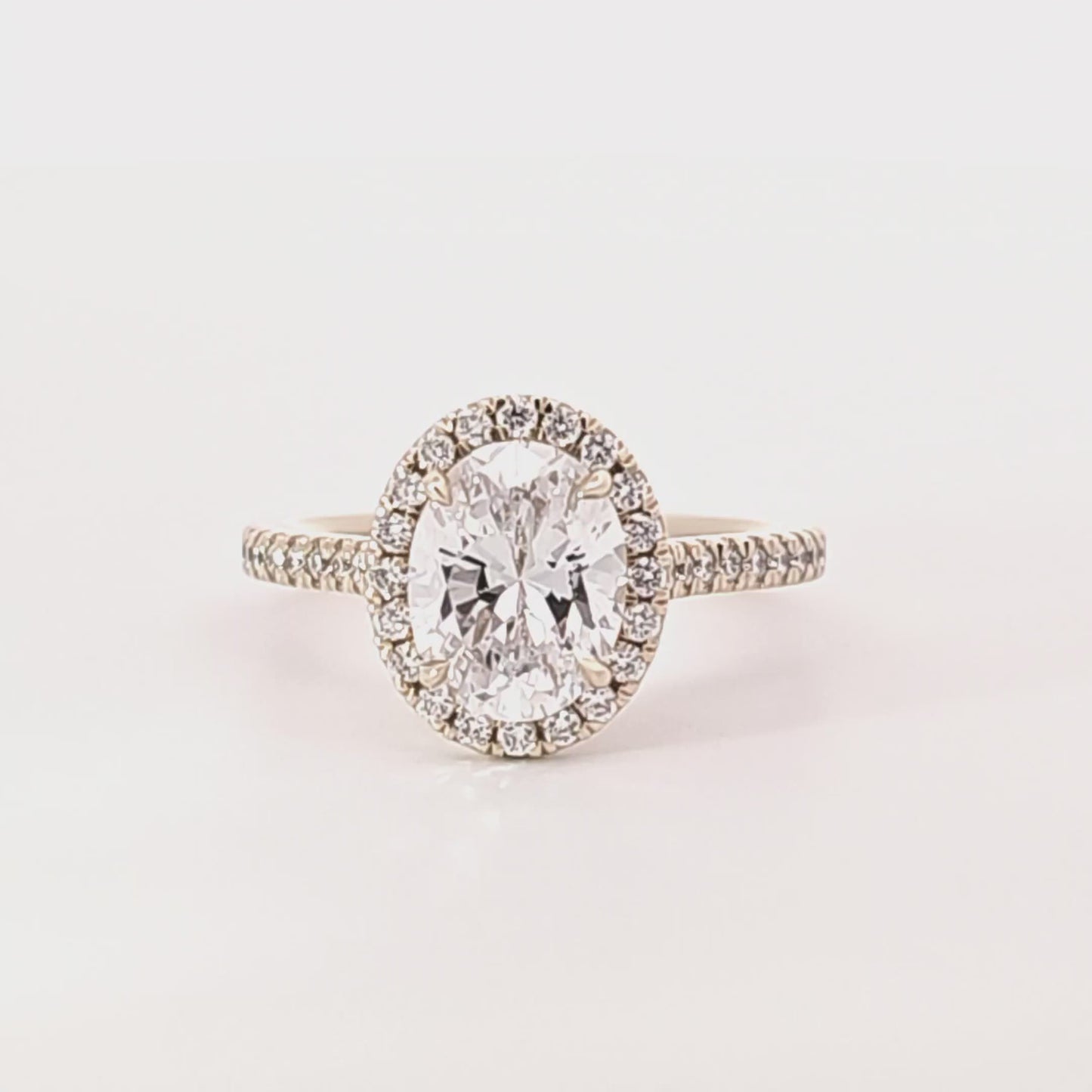 Couture 18k Gold Oval Center w/ Diamond Halo & Sides Engagement Ring Setting