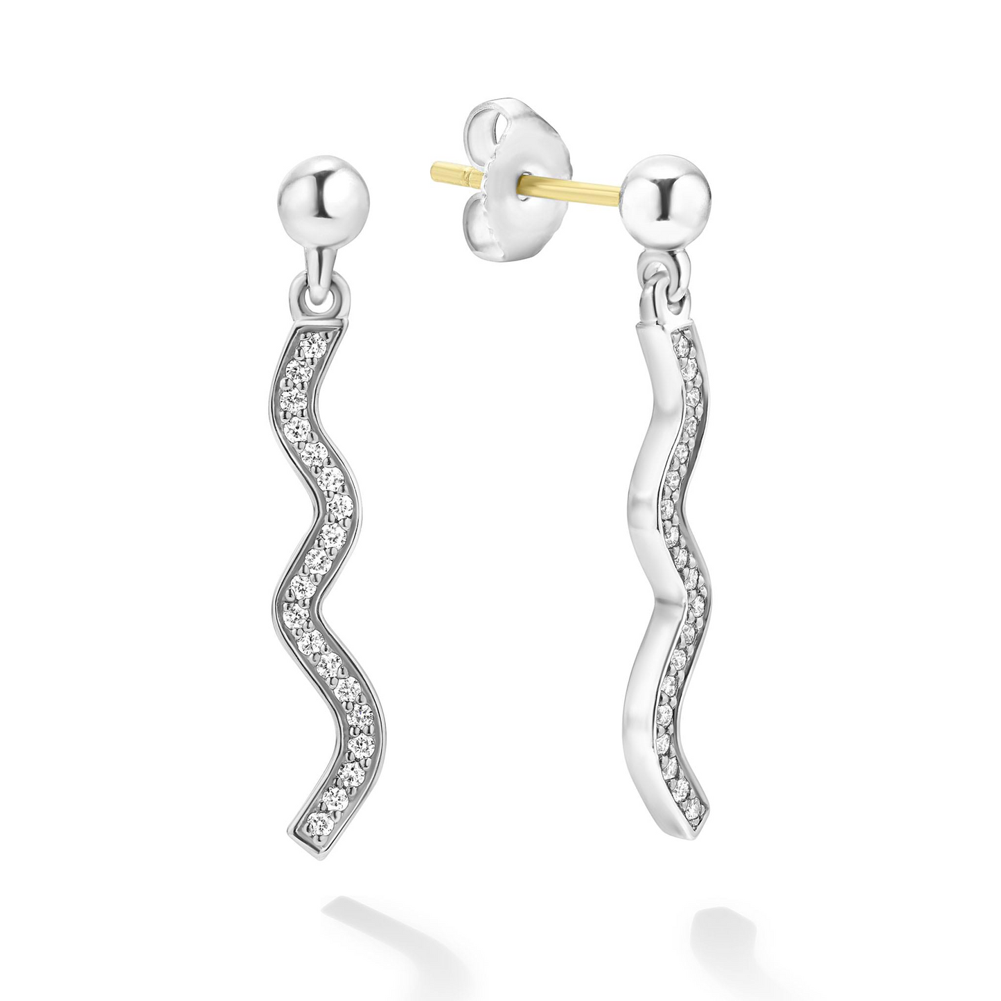 Lagos Wave Diamond Drop Earrings in Sterling Silver