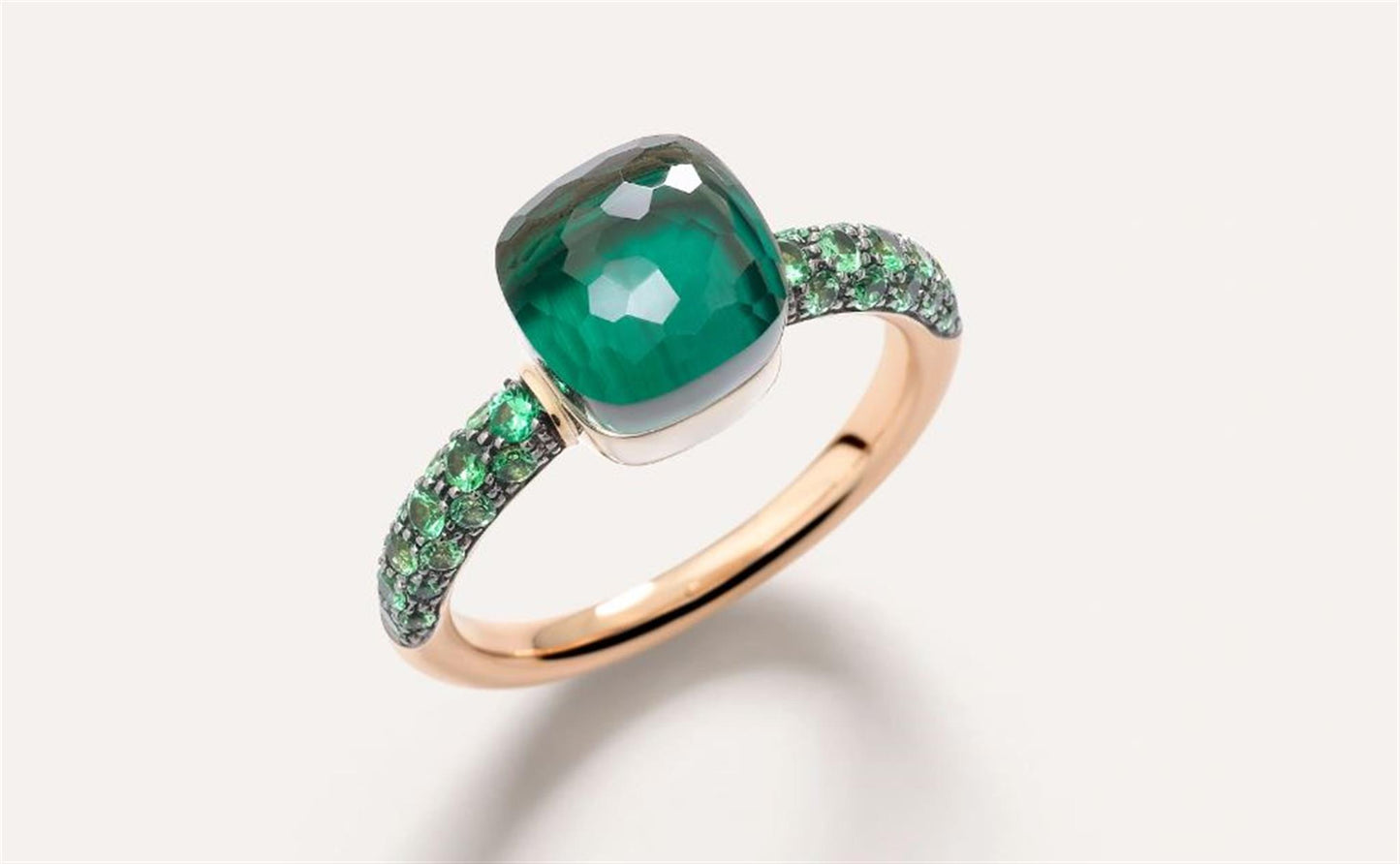 Pomellato Nudo Petit Prasiolite/Malachite/Tsavorite Ring in 18k Rose Gold