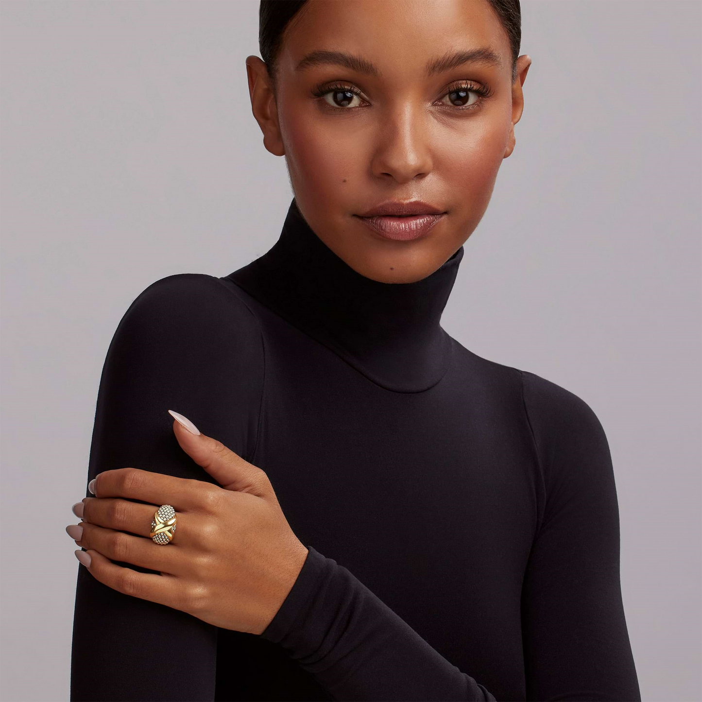 Lagos Two-Tone X Caviar Dome Ring in Sterling Silver and 18k Gold