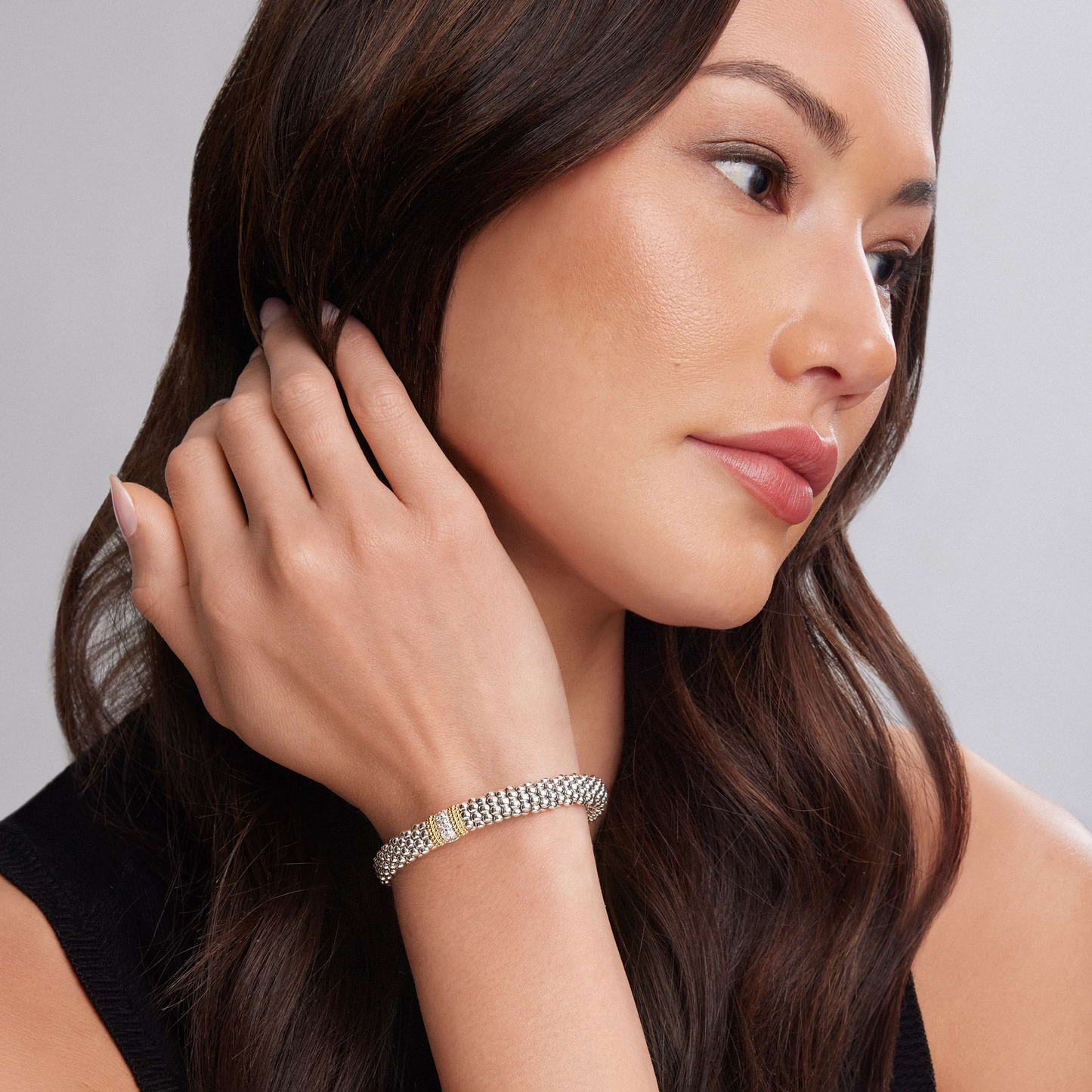 Lagos Single Station Diamond Caviar Bracelet