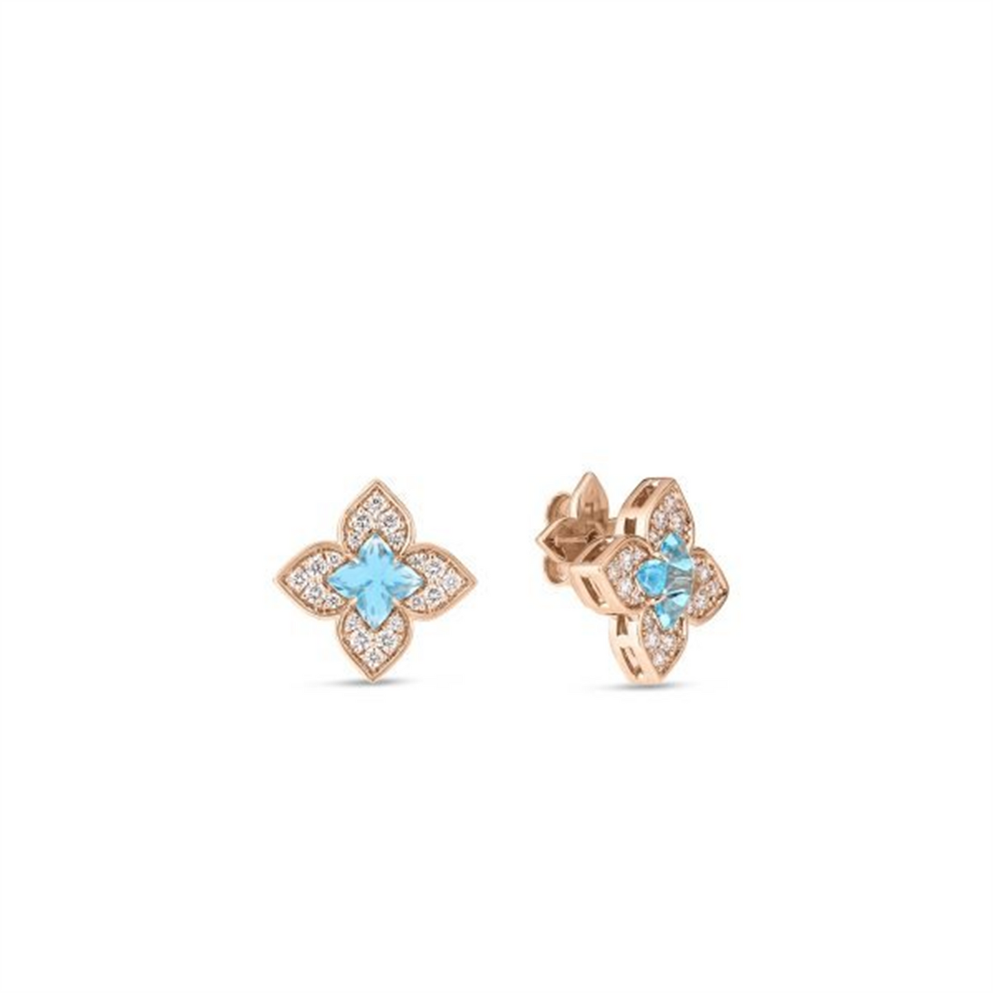 Roberto Coin Venetian Princess Carnavle Small Diamond & Blue Topaz Flower Studs