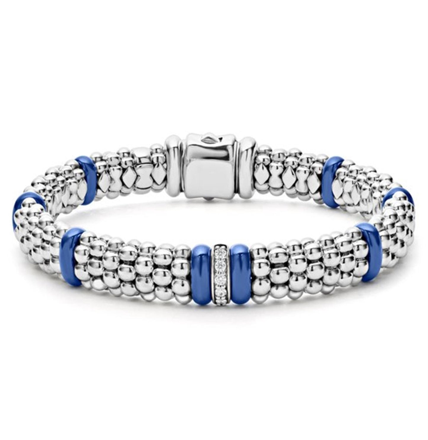 Lagos Ultramarine Single Station Diamond Caviar Bracelet