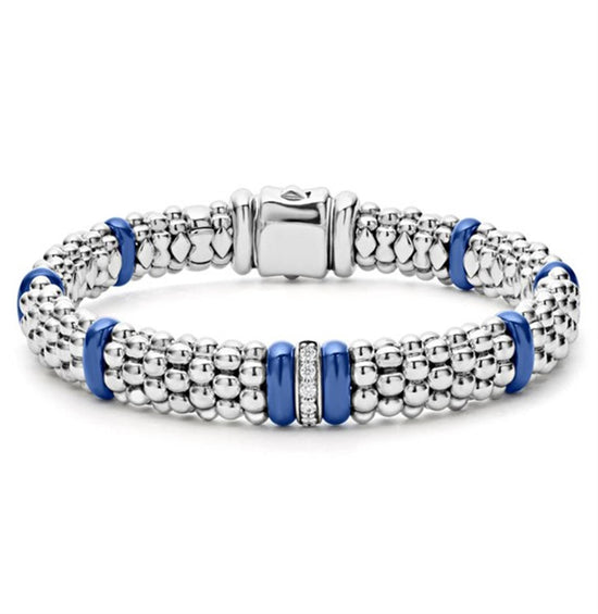 Lagos Ultramarine Single Station Diamond Caviar Bracelet