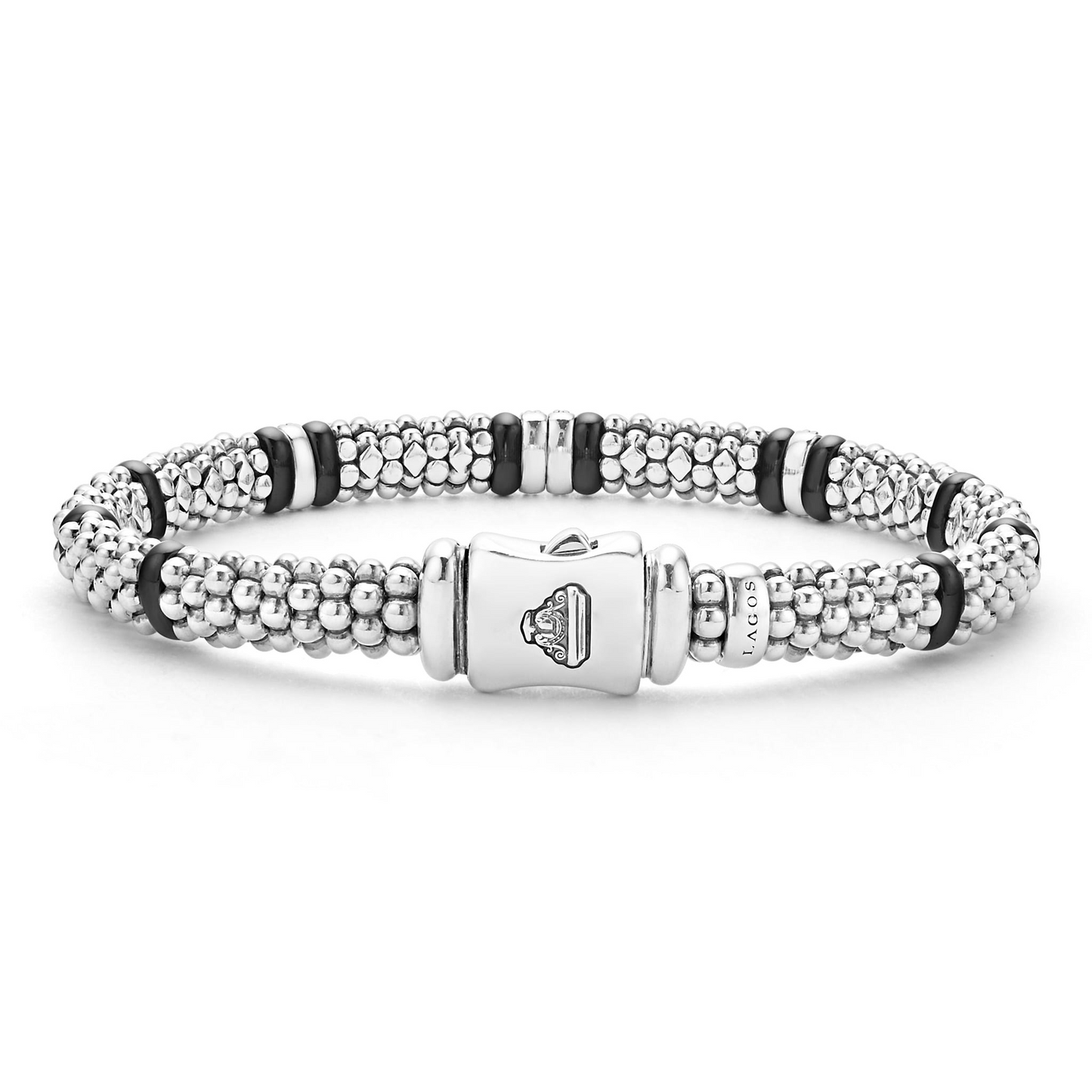 Lagos Black Four Station Diamond Caviar Bracelet