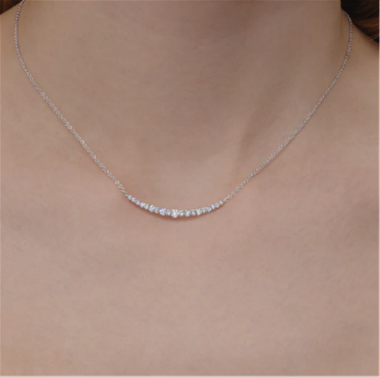 Kwiat Lyric Curved Bar Diamond Necklace in 18k White Gold