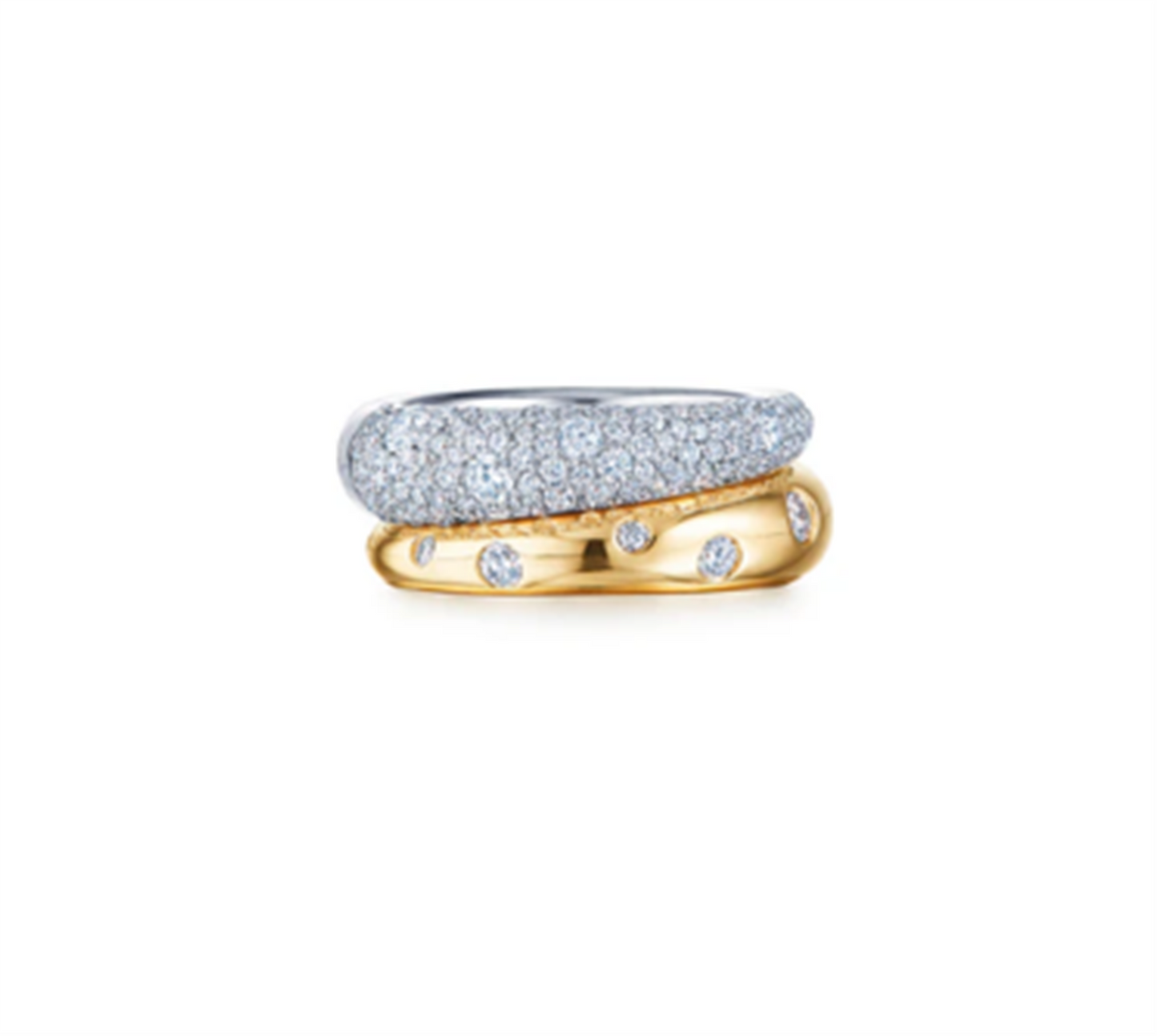 Kwiat Cobblestone Double Band Ring with Diamonds in 18k Two-Tone Gold