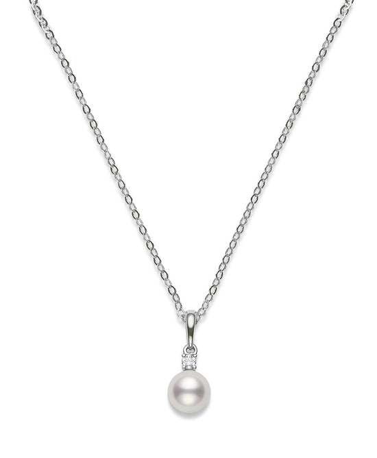 Mikimoto Akoya Cultured Single Pearl & Diamond Pendant