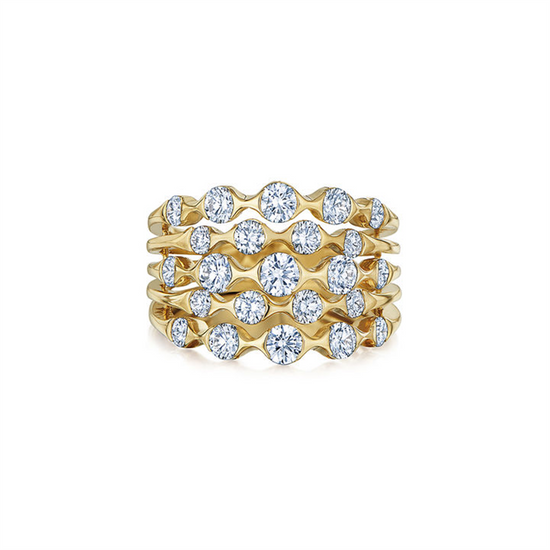 Kwiat Zen Five-Row Ring with Diamonds in 18k Gold
