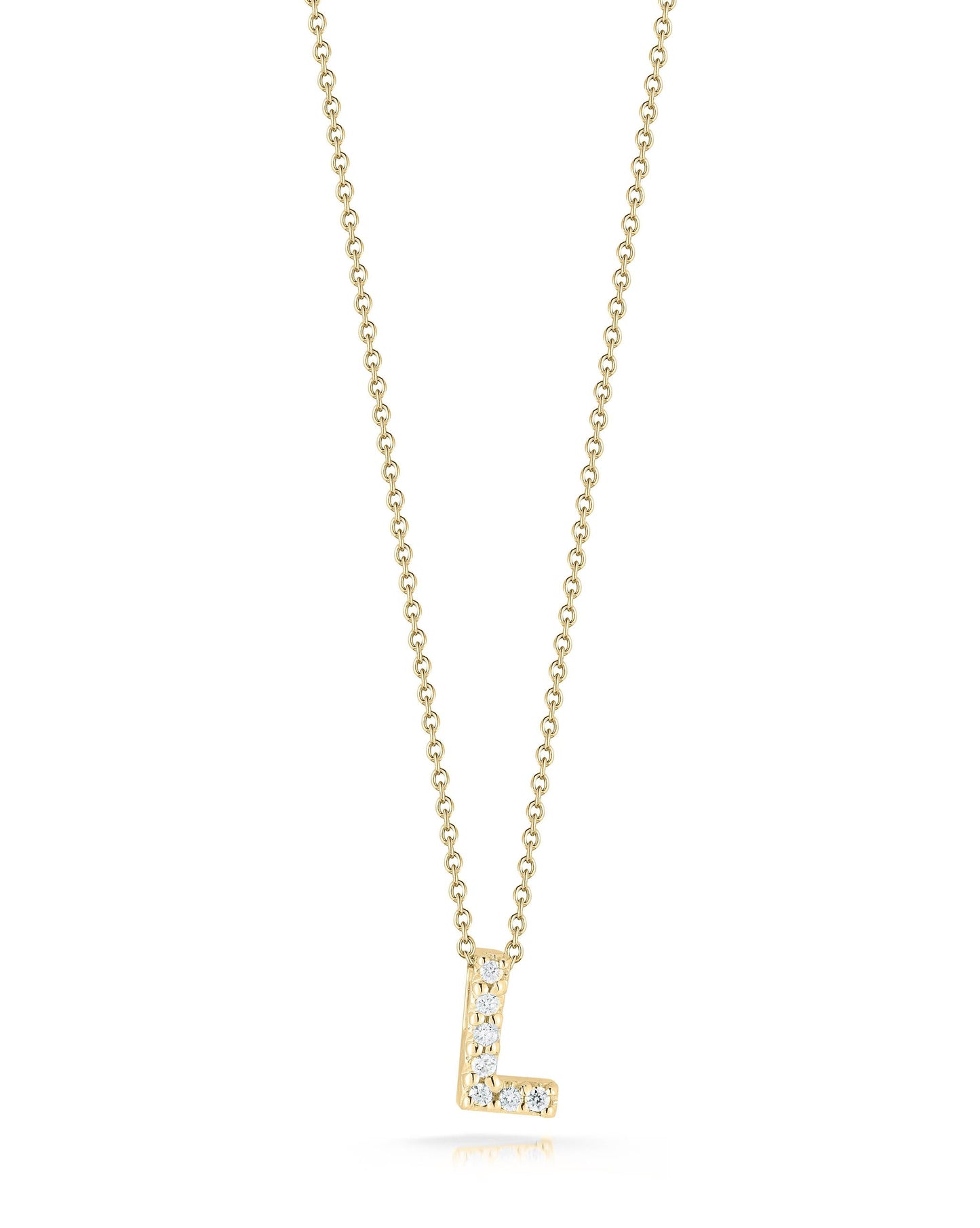 Roberto Coin Love Letter L Necklace in 18k Gold & 0.06ct Diamonds