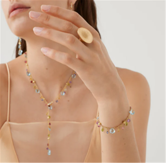 Marco Bicego Single-Strand Gemstone Droplets and Topaz Accent Bracelet in 18k Gold